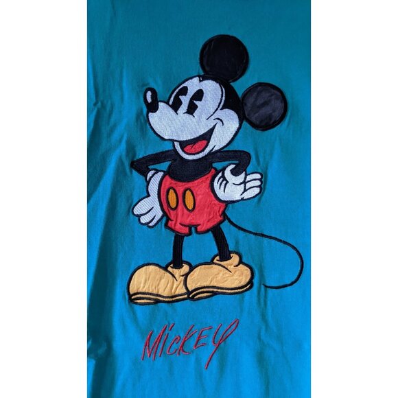 VTG Mickey INC Walt Disney T-shirt Men Unisex Green Applique Short Sleeve SizeXL - Picture 12 of 12